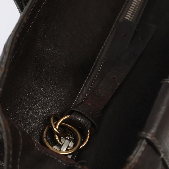 Chloe Tote Bag Leather Dark Brown Gold Silver bs19915