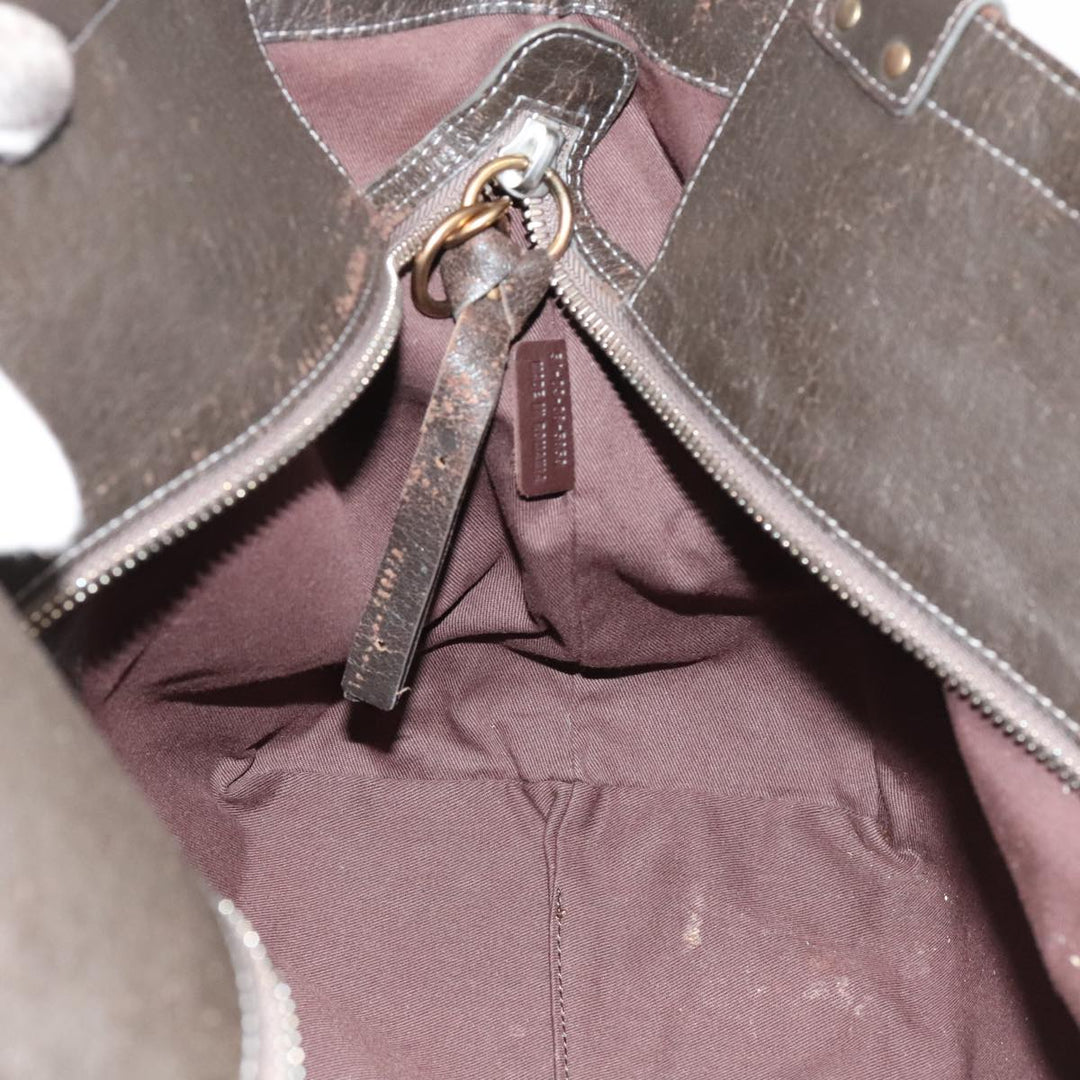 Chloe Tote Bag Leather Dark Brown Gold Silver bs19915