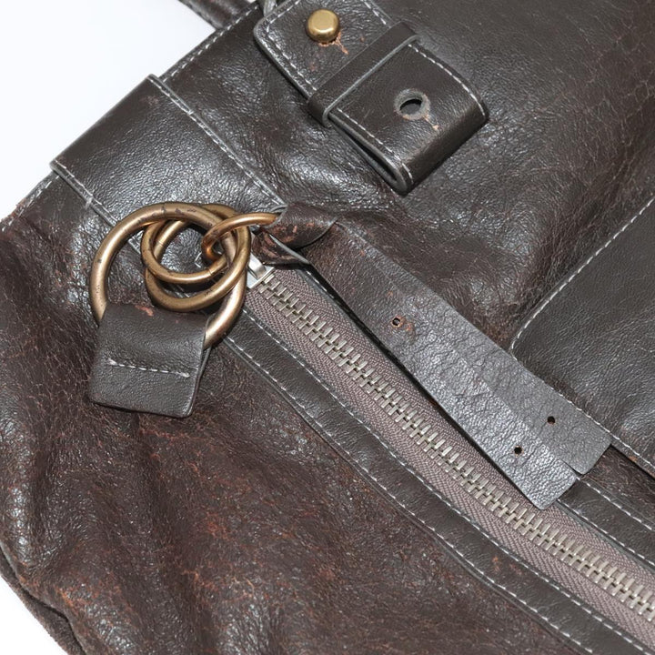 Chloe Tote Bag Leather Dark Brown Gold Silver bs19915