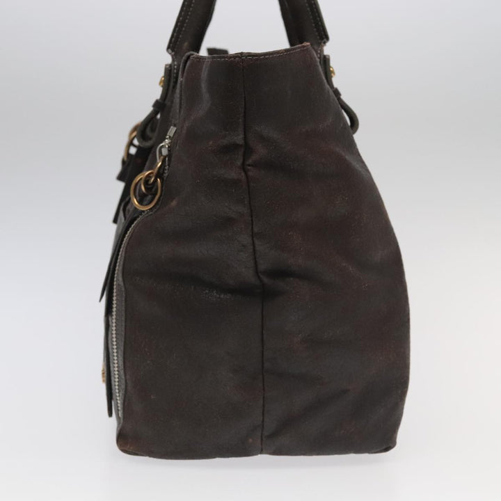 Chloe Tote Bag Leather Dark Brown Gold Silver bs19915