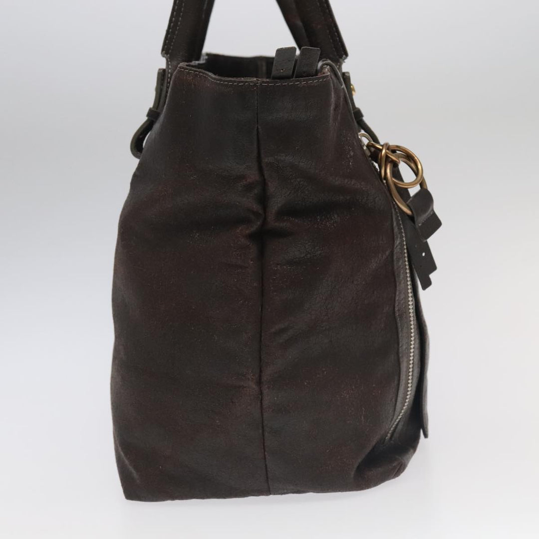 Chloe Tote Bag Leather Dark Brown Gold Silver bs19915