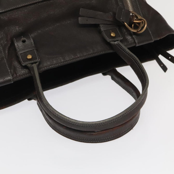 Chloe Tote Bag Leather Dark Brown Gold Silver bs19915