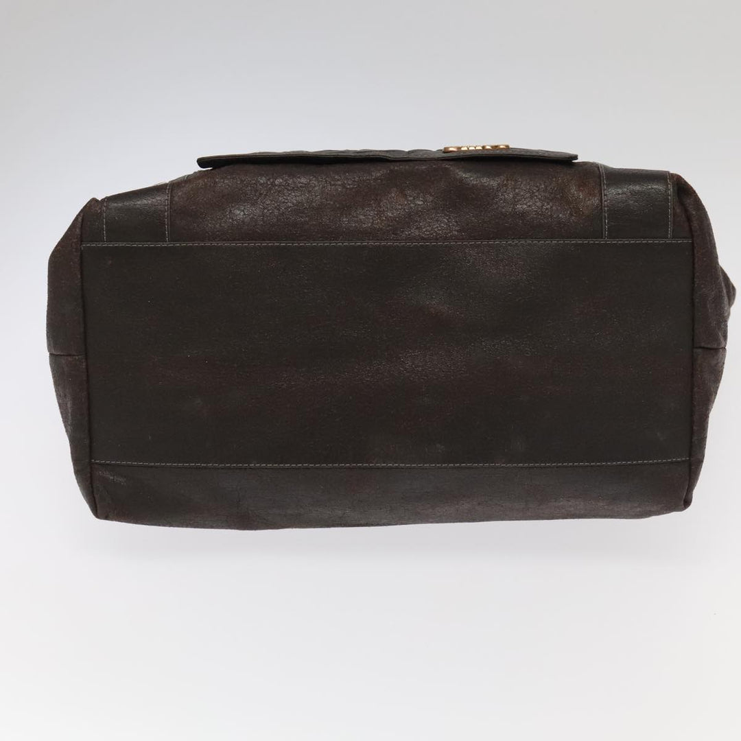 Chloe Tote Bag Leather Dark Brown Gold Silver bs19915
