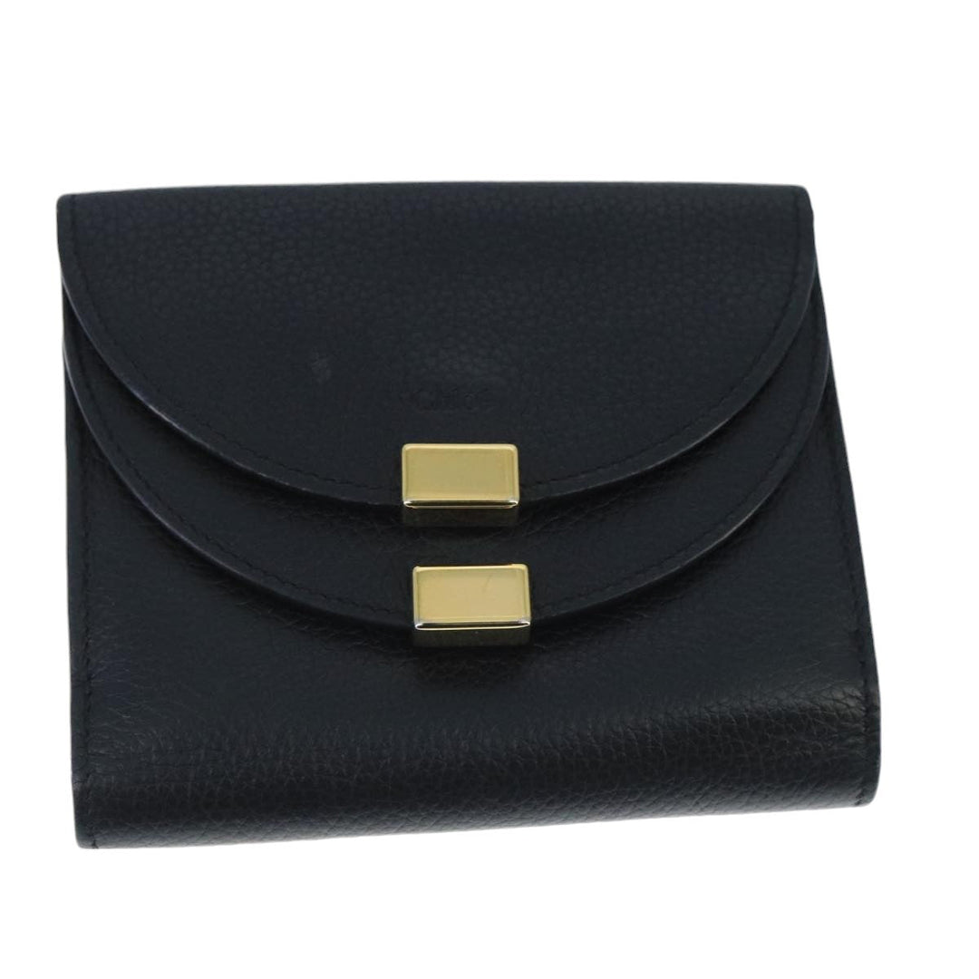 Chloe Wallet Leather Black Gold bs20082