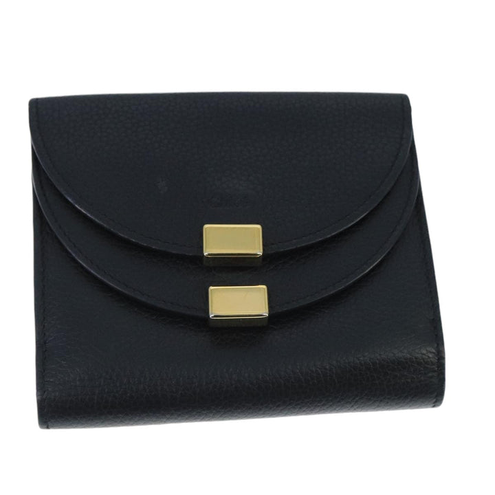 Chloe Wallet Leather Black Gold bs20082