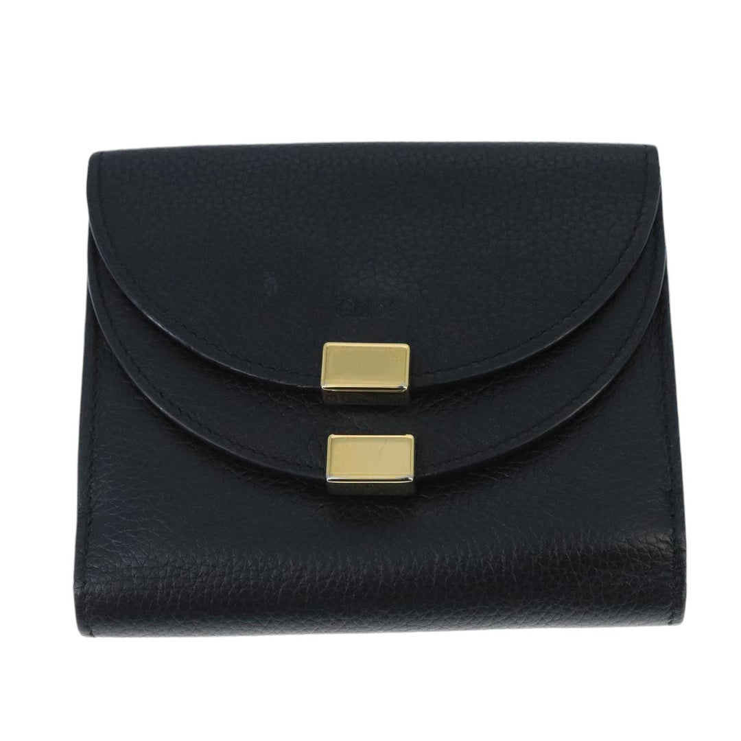 Chloe Wallet Leather Black Gold bs20082
