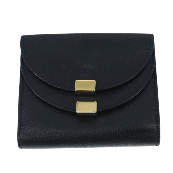 Chloe Wallet Leather Black Gold bs20082
