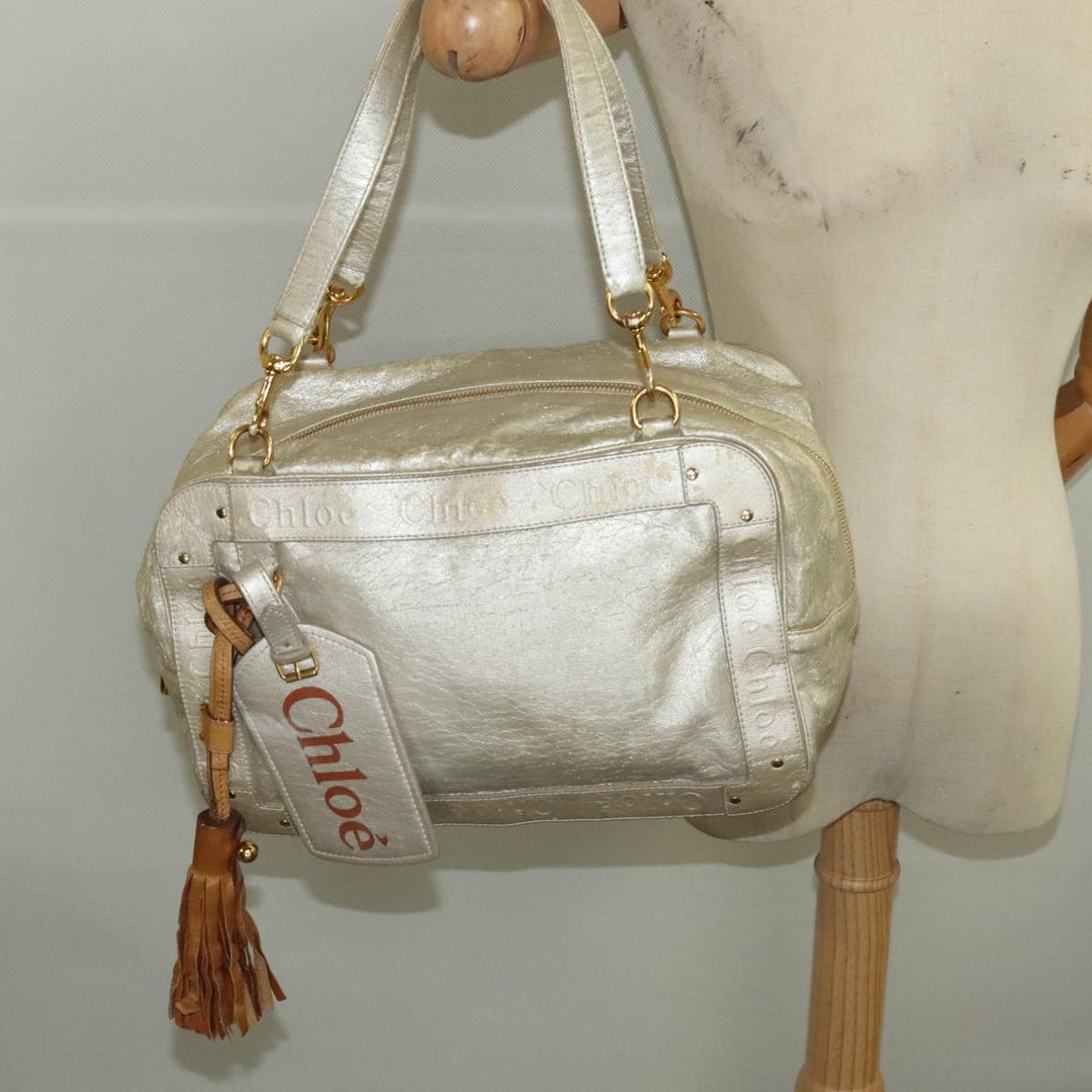Chloe Shoulder Bag Leather Silver Gold bs20547