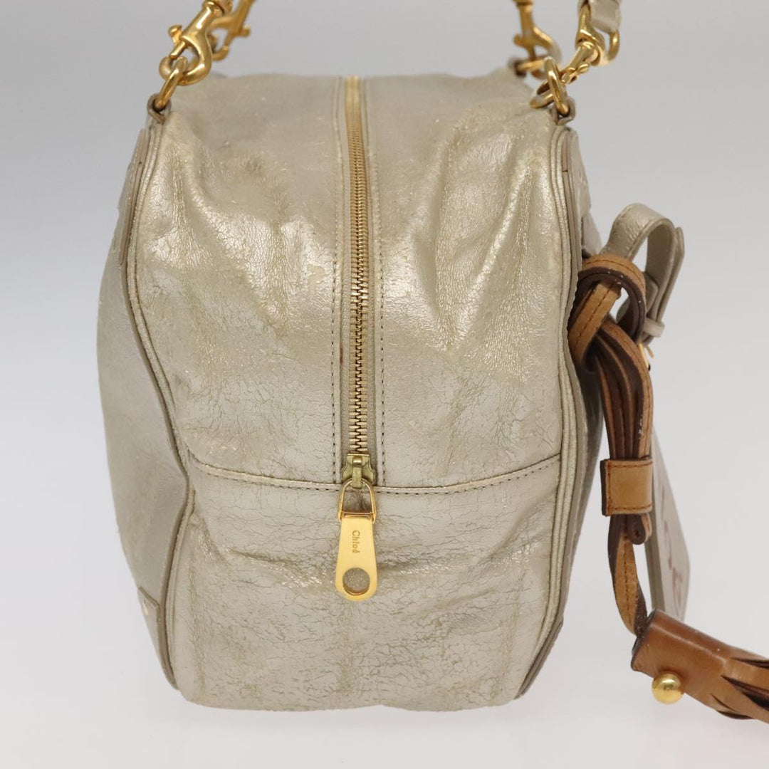 Chloe Shoulder Bag Leather Silver Gold bs20547