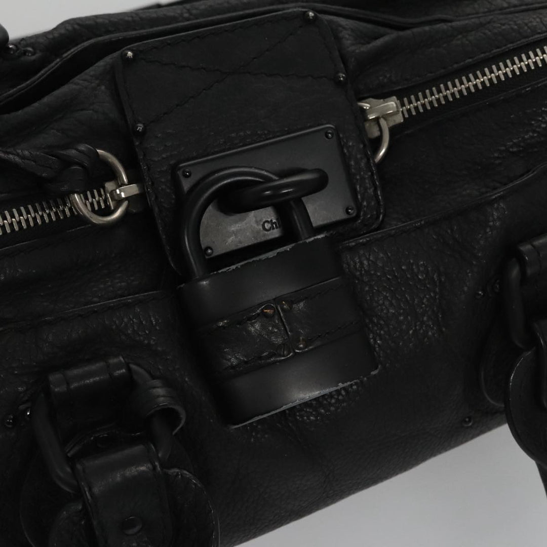 Chloe Paddington Hand Bag Leather Black Silver bs20809