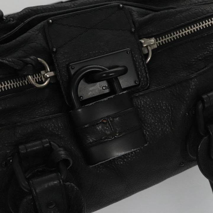 Chloe Paddington Hand Bag Leather Black Silver bs20809