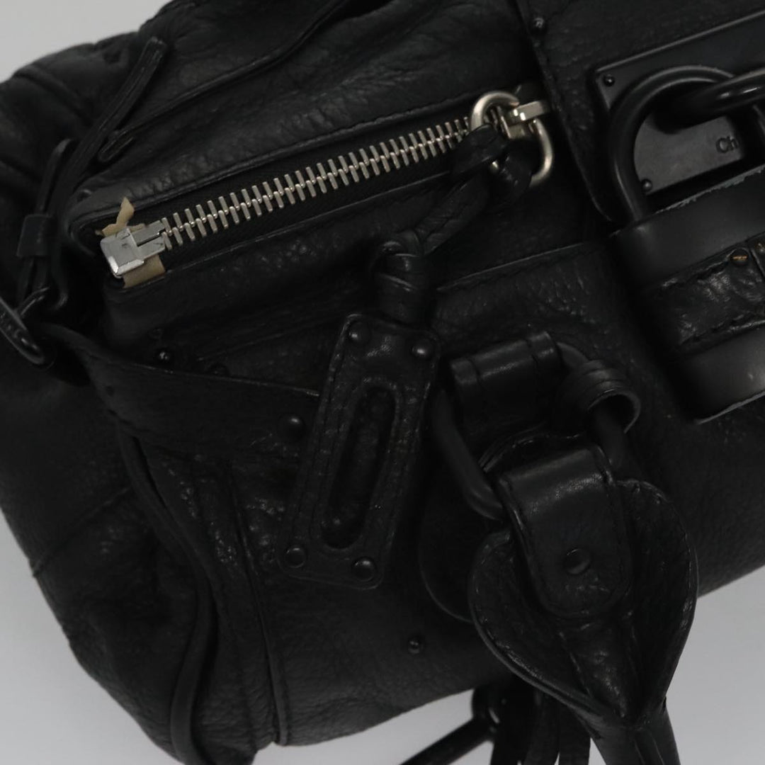 Chloe Paddington Hand Bag Leather Black Silver bs20809