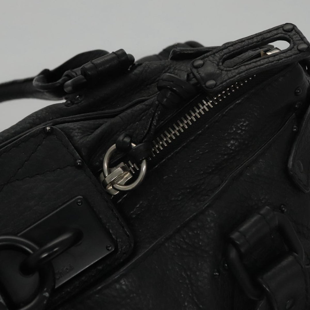 Chloe Paddington Hand Bag Leather Black Silver bs20809