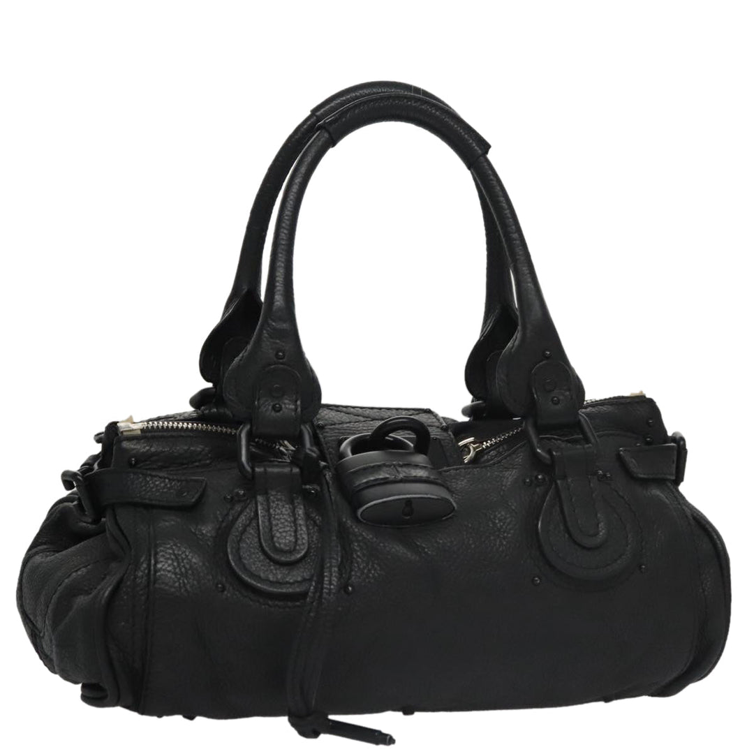 Chloe Paddington Hand Bag Leather Black Silver bs20809