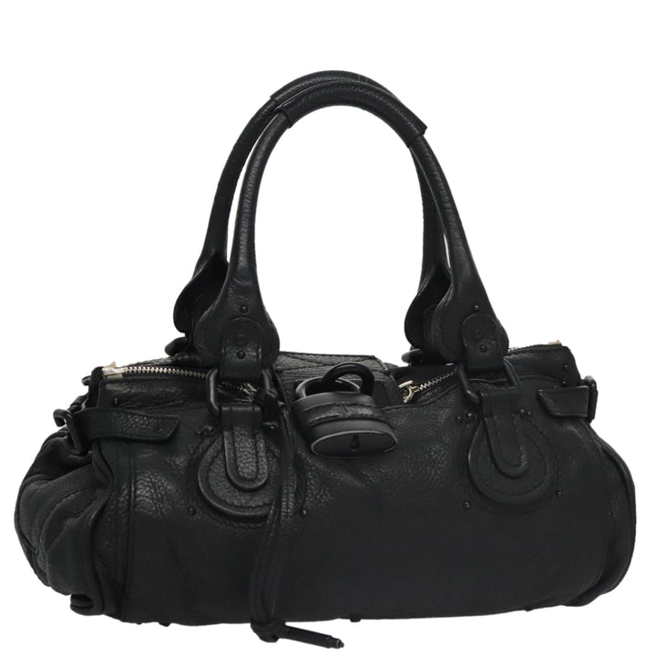 Chloe Paddington Hand Bag Leather Black Silver bs20809