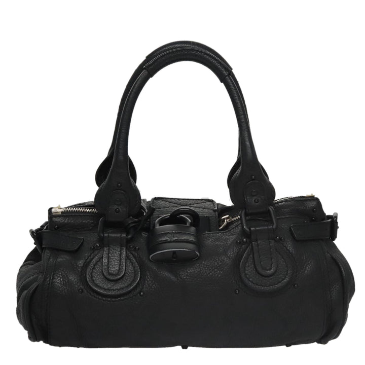 Chloe Paddington Hand Bag Leather Black Silver bs20809