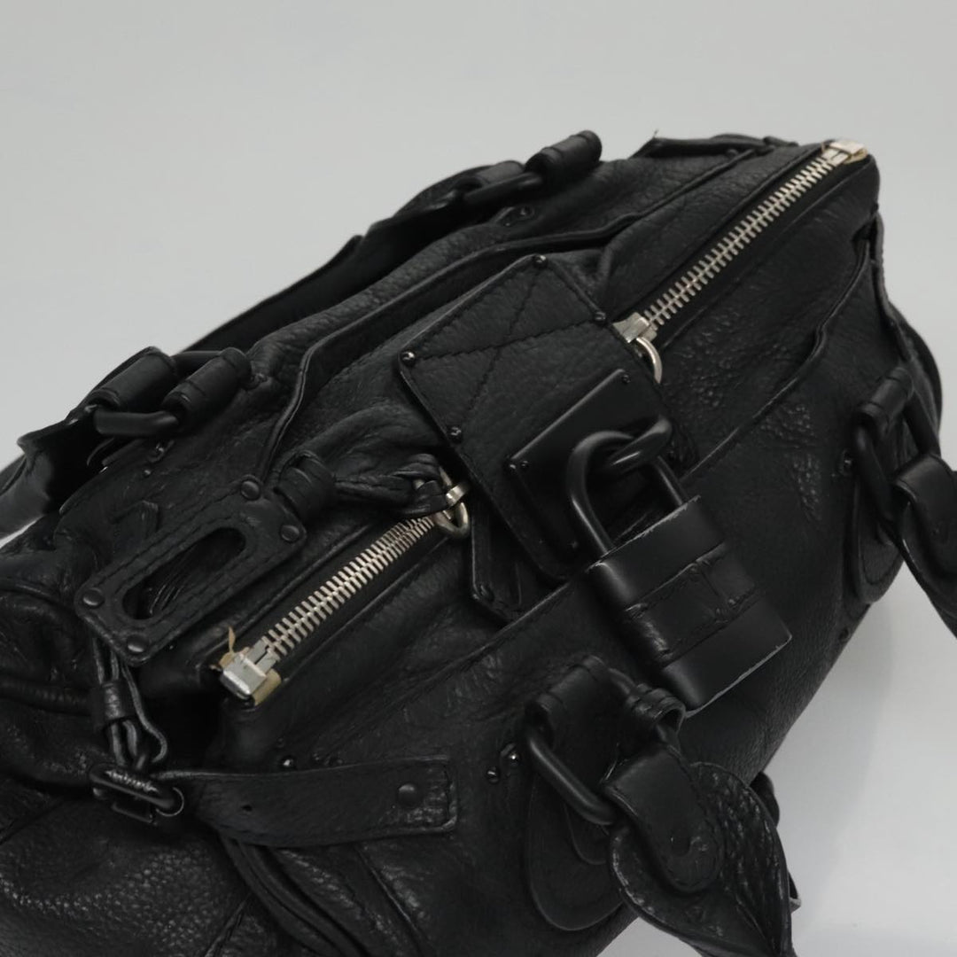 Chloe Paddington Hand Bag Leather Black Silver bs20809
