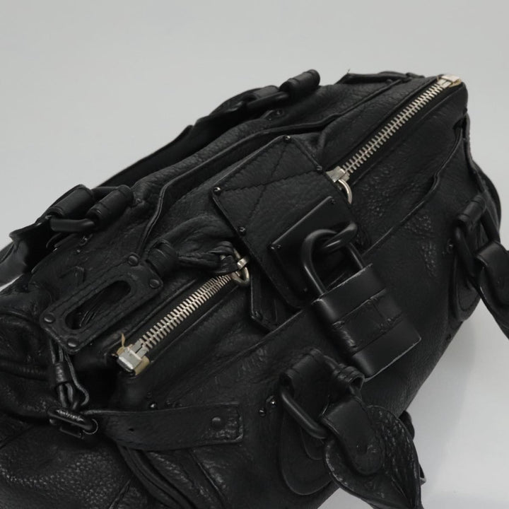 Chloe Paddington Hand Bag Leather Black Silver bs20809