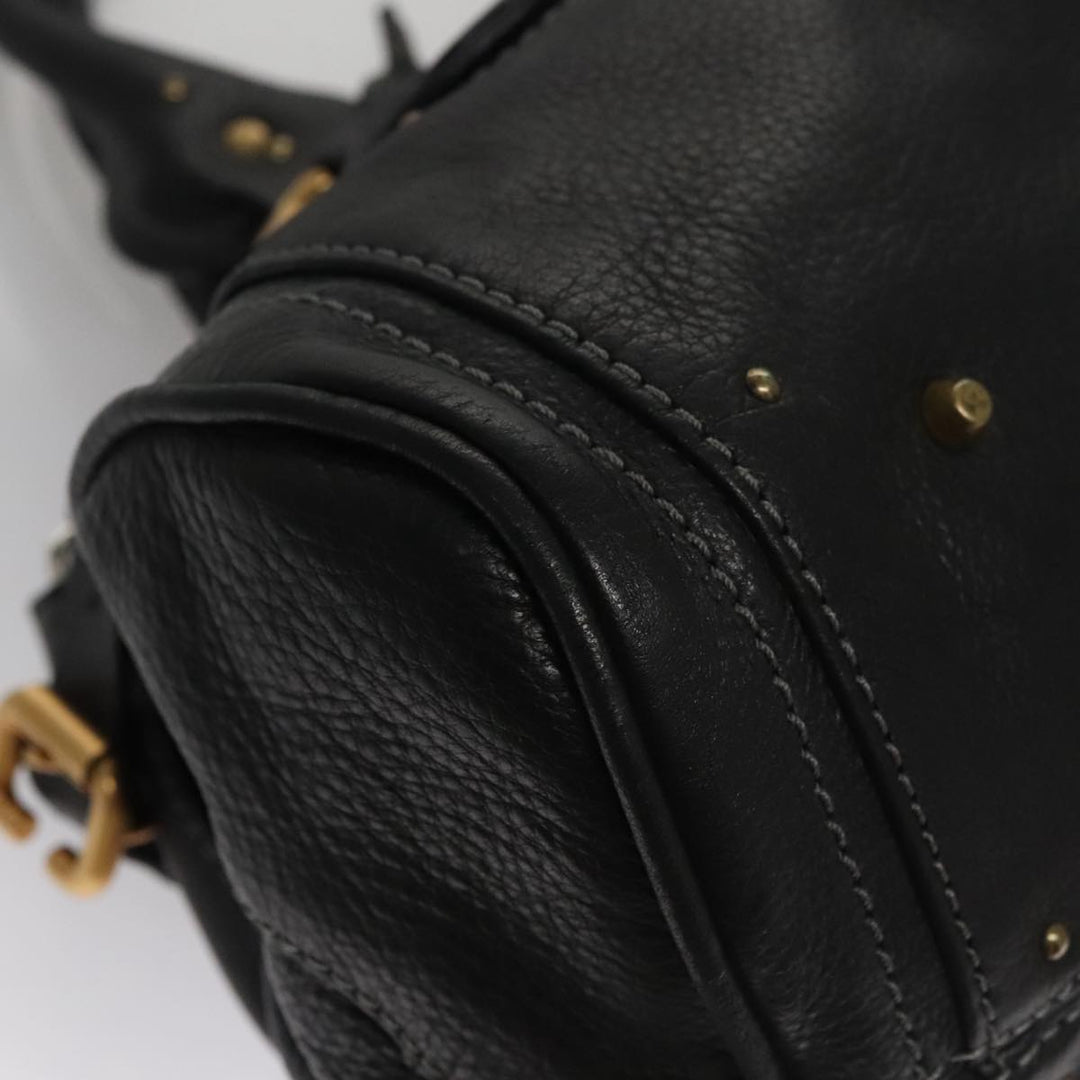 Chloe Paddington Hand Bag Leather Black Silver bs21100