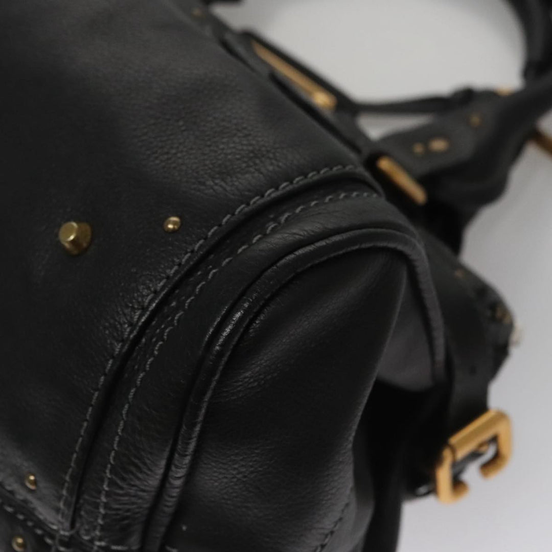 Chloe Paddington Hand Bag Leather Black Silver bs21100