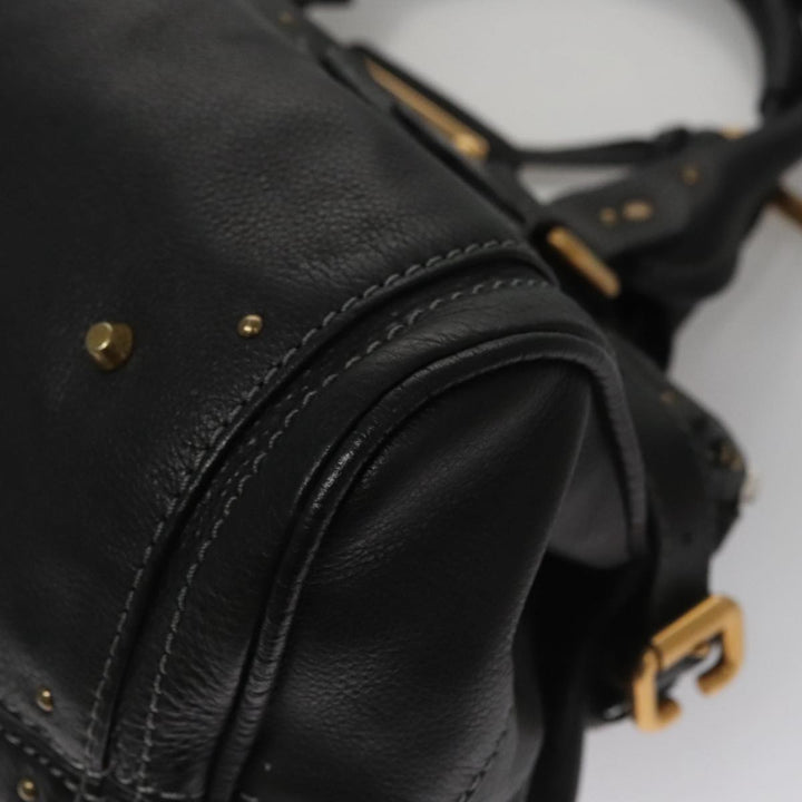 Chloe Paddington Hand Bag Leather Black Silver bs21100