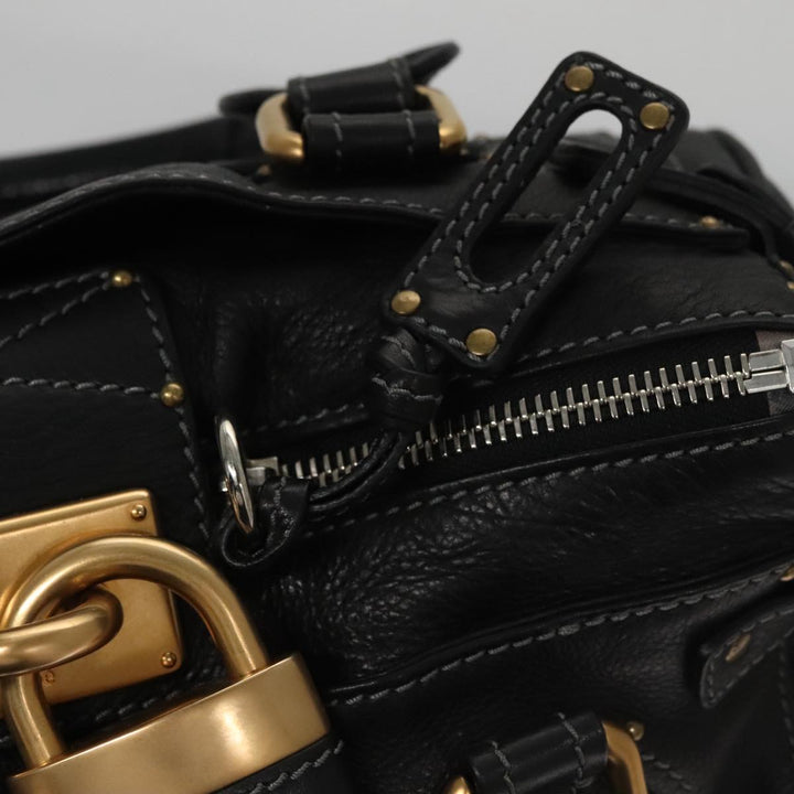 Chloe Paddington Hand Bag Leather Black Silver bs21100
