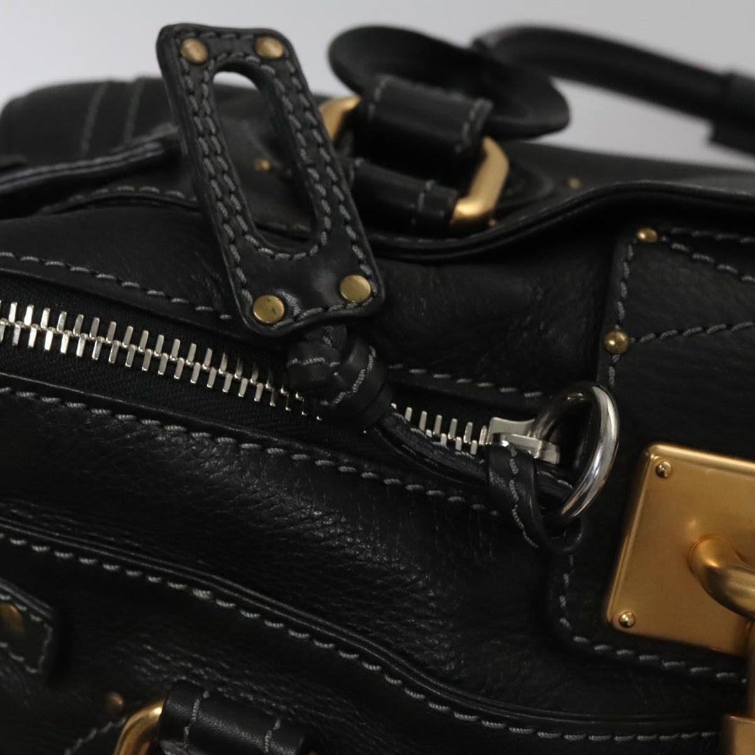 Chloe Paddington Hand Bag Leather Black Silver bs21100