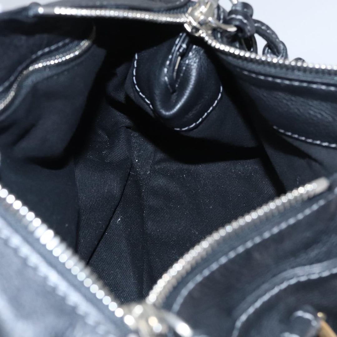 Chloe Paddington Hand Bag Leather Black Silver bs21100