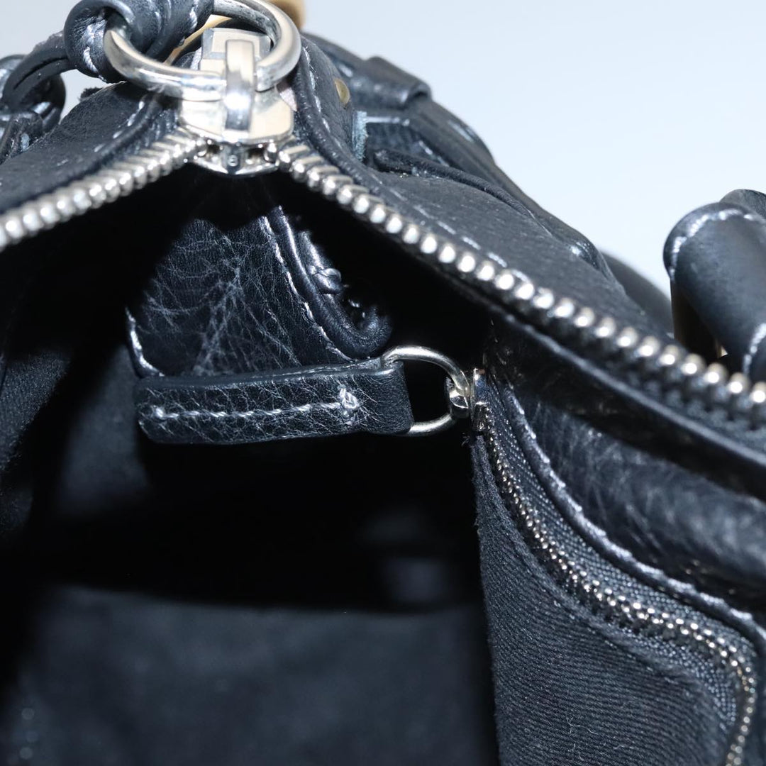 Chloe Paddington Hand Bag Leather Black Silver bs21100