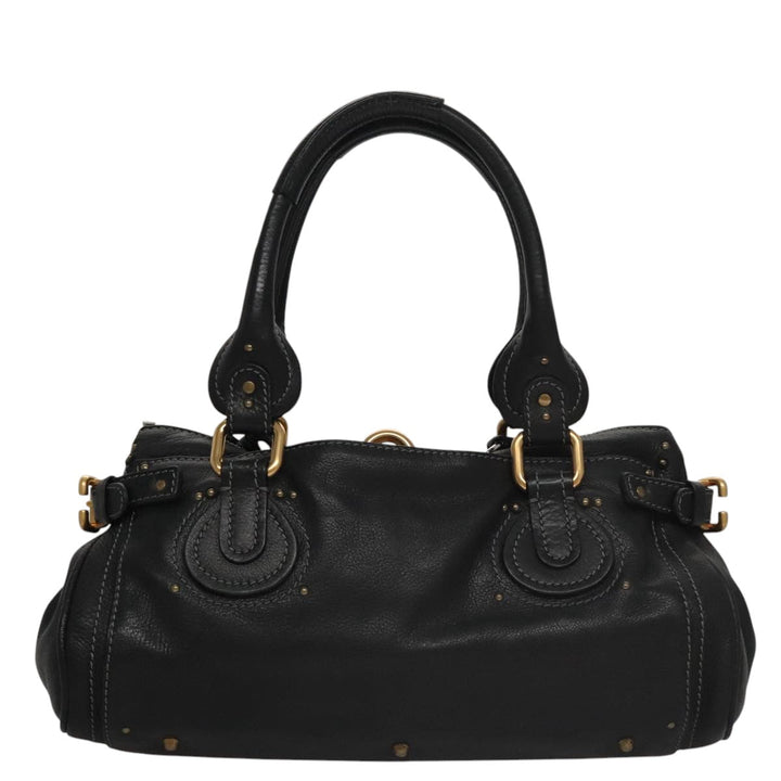 Chloe Paddington Hand Bag Leather Black Silver bs21100