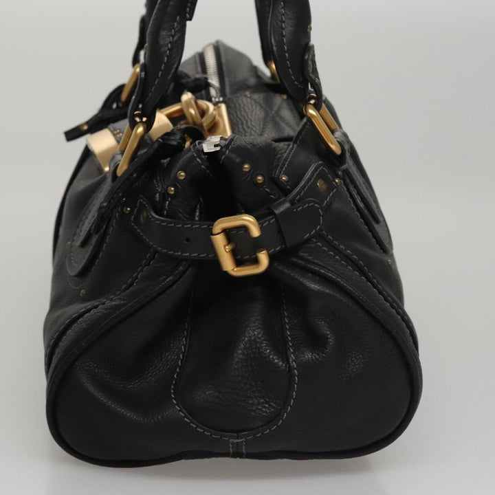 Chloe Paddington Hand Bag Leather Black Silver bs21100