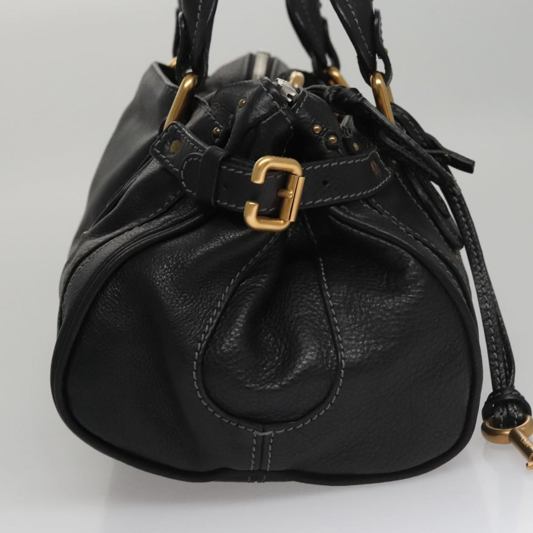 Chloe Paddington Hand Bag Leather Black Silver bs21100
