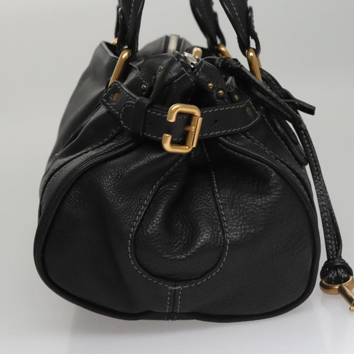 Chloe Paddington Hand Bag Leather Black Silver bs21100