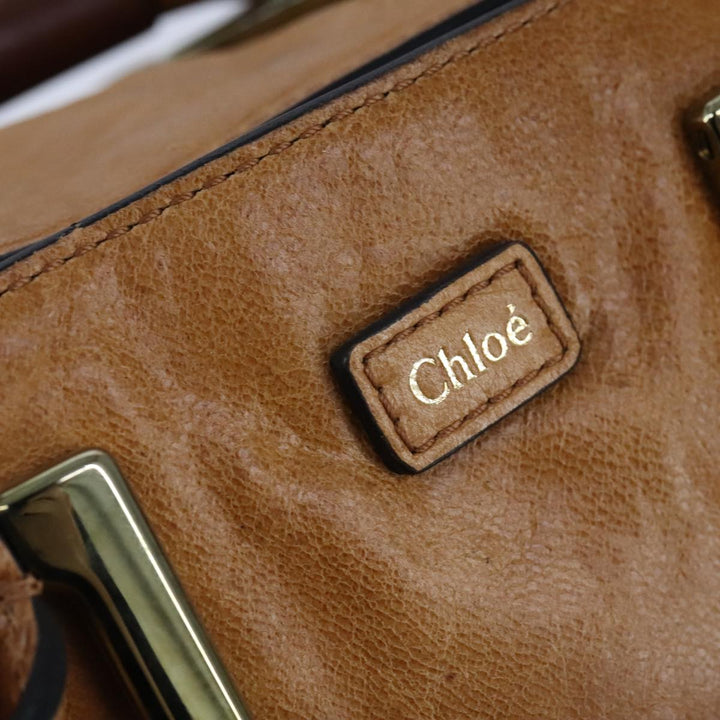 Chloe Etel Hand Bag Leather 2way Brown Gold bs21307