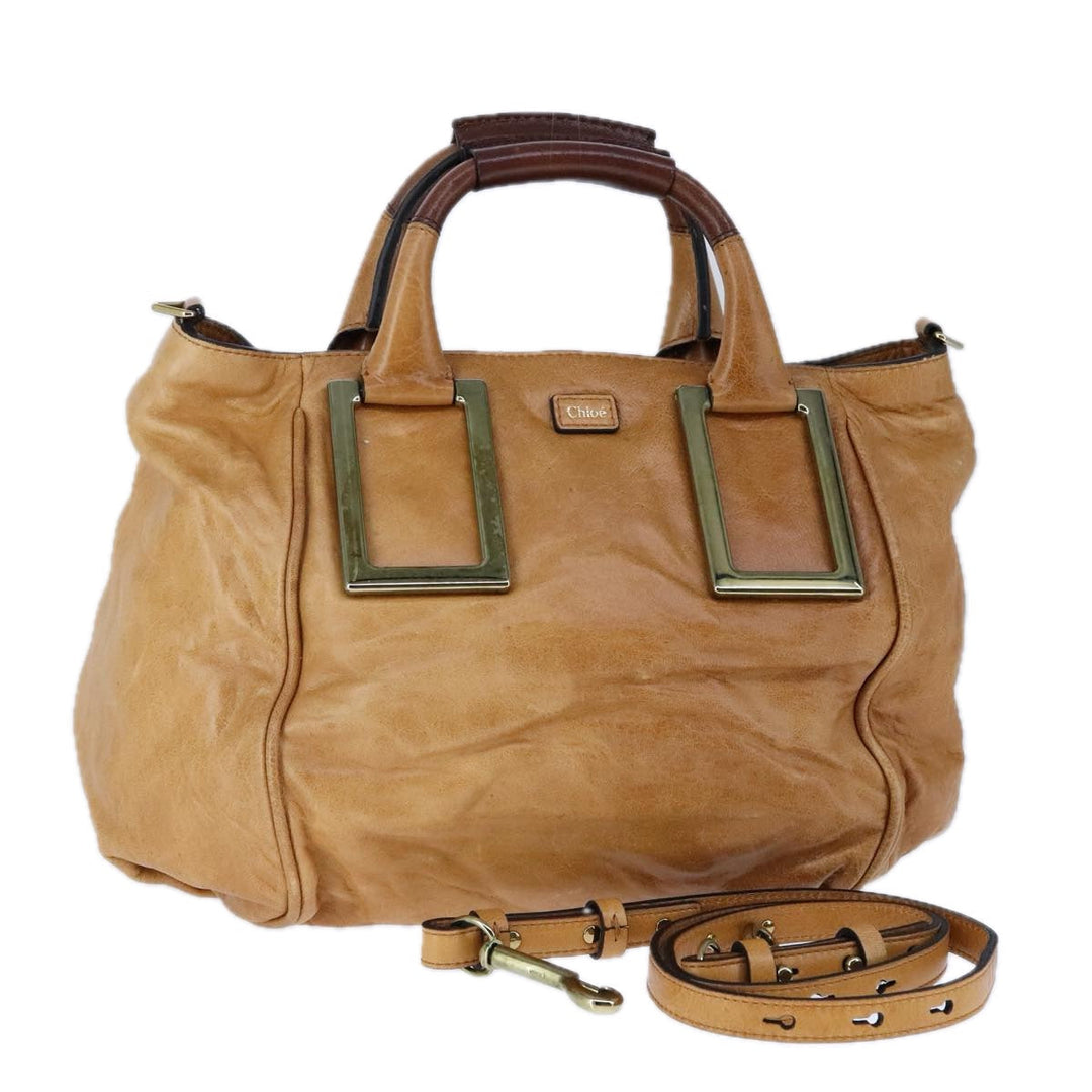 Chloe Etel Hand Bag Leather 2way Brown Gold bs21307