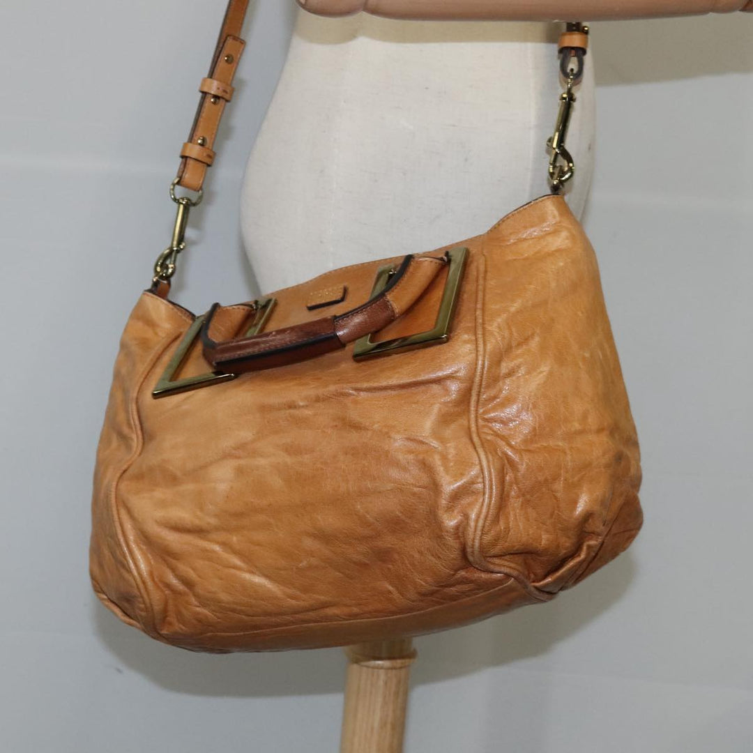 Chloe Etel Hand Bag Leather 2way Brown Gold bs21307
