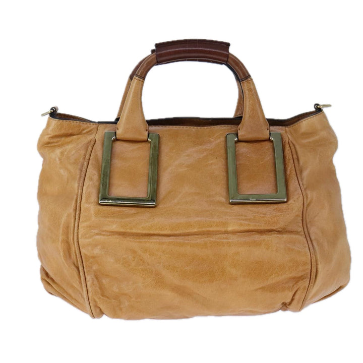 Chloe Etel Hand Bag Leather 2way Brown Gold bs21307