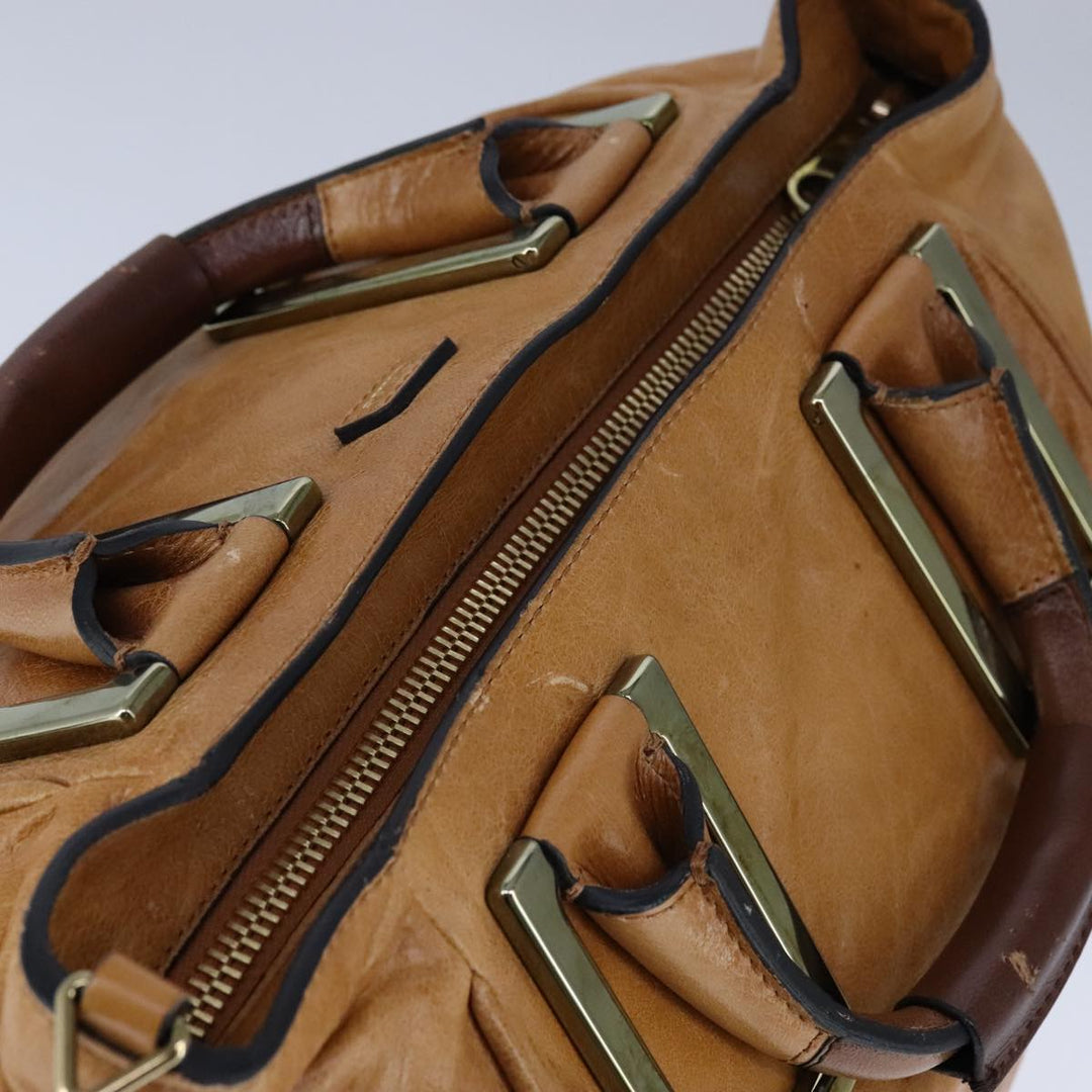 Chloe Etel Hand Bag Leather 2way Brown Gold bs21307