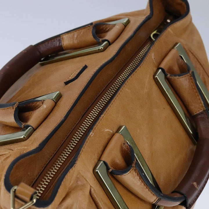 Chloe Etel Hand Bag Leather 2way Brown Gold bs21307