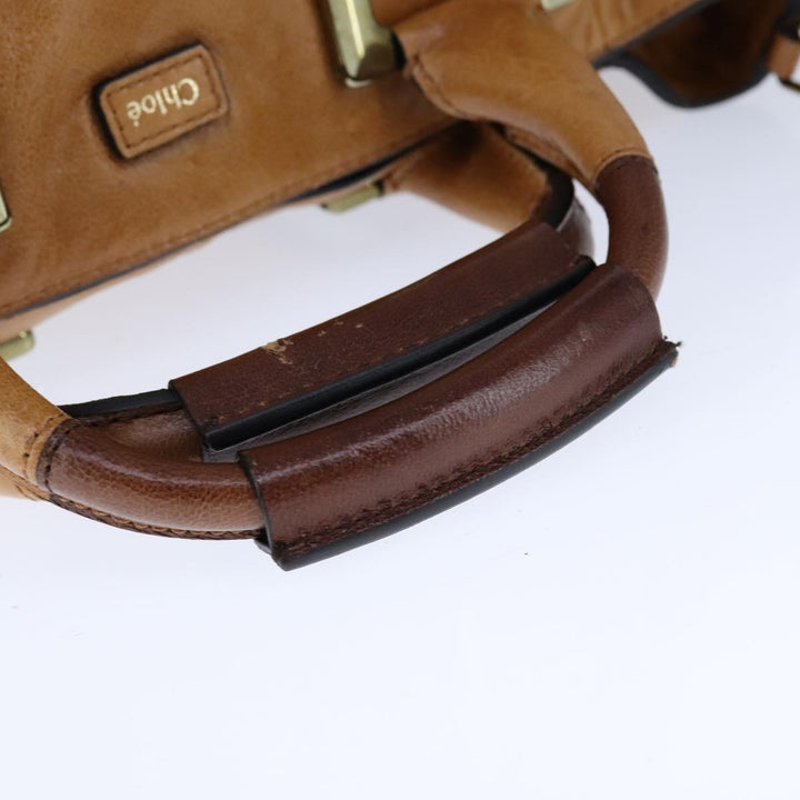 Chloe Etel Hand Bag Leather 2way Brown Gold bs21307