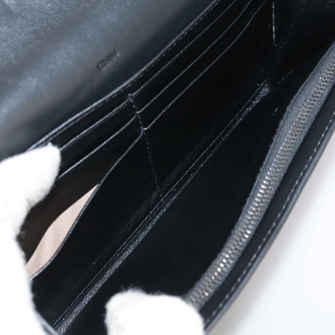 Chloe Long Wallet Leather Black bs21335