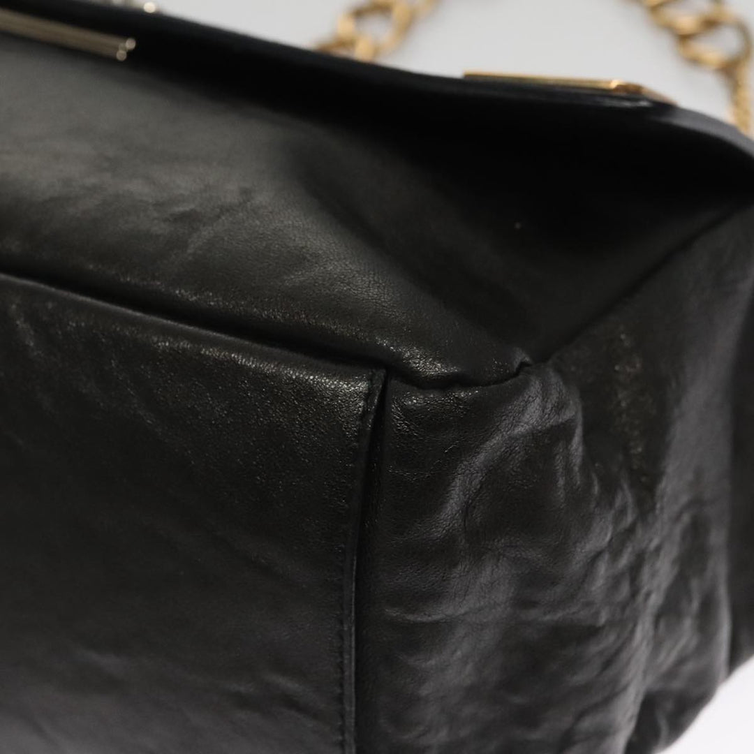 Chloe Chain Shoulder Bag Leather Black Gold bs21588