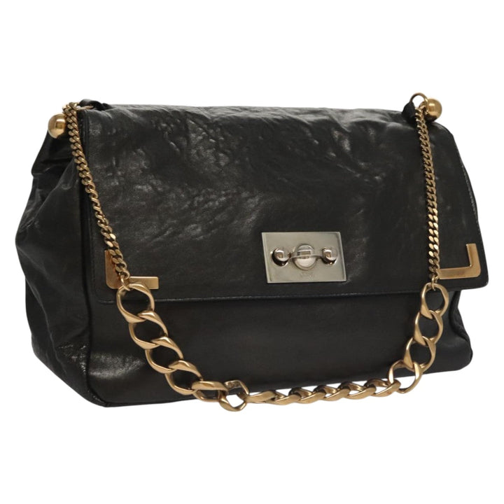 Chloe Chain Shoulder Bag Leather Black Gold bs21588