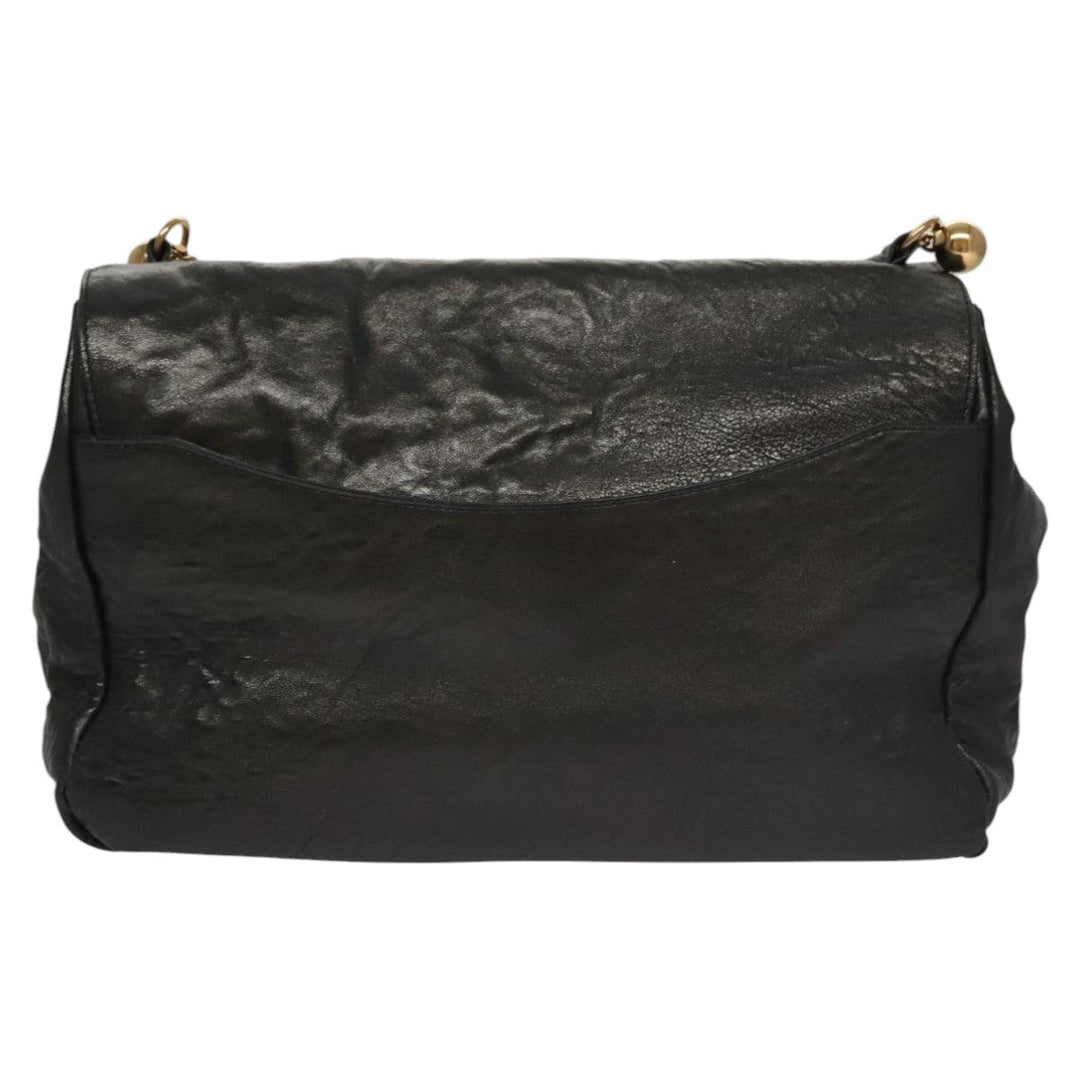 Chloe Chain Shoulder Bag Leather Black Gold bs21588