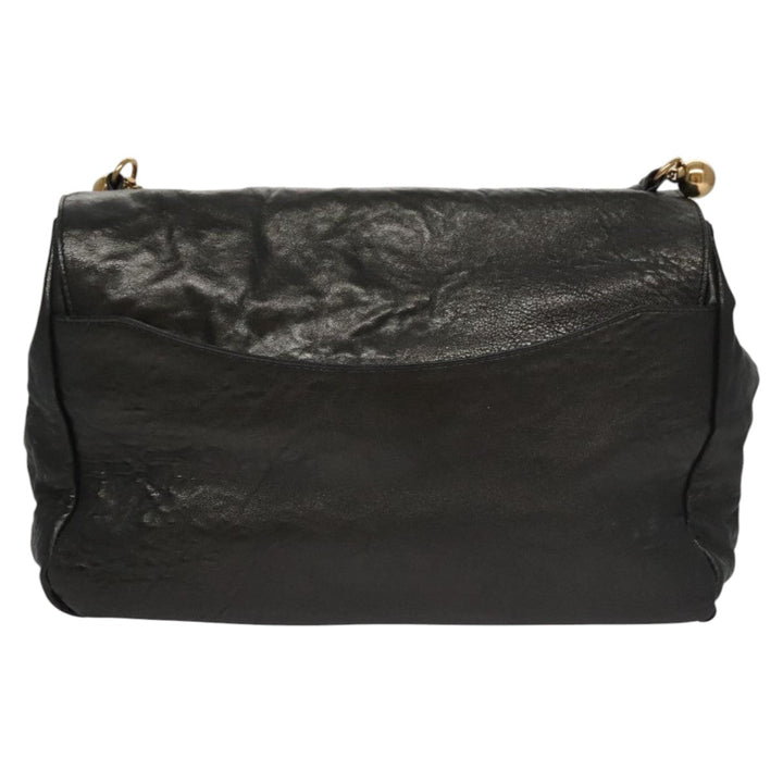 Chloe Chain Shoulder Bag Leather Black Gold bs21588