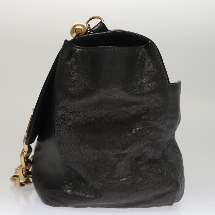 Chloe Chain Shoulder Bag Leather Black Gold bs21588