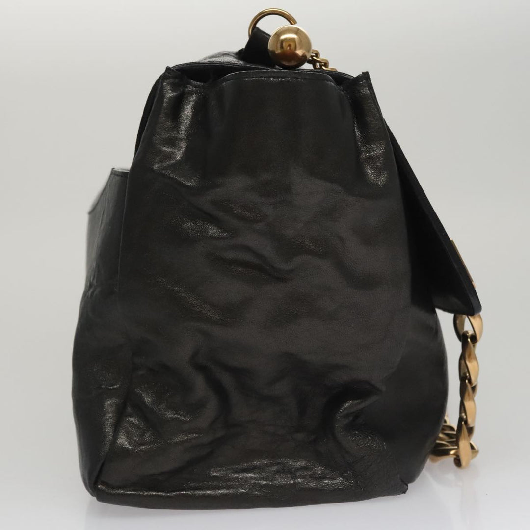 Chloe Chain Shoulder Bag Leather Black Gold bs21588