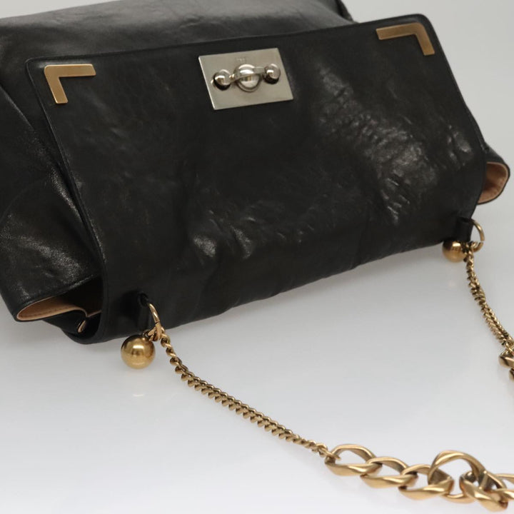 Chloe Chain Shoulder Bag Leather Black Gold bs21588