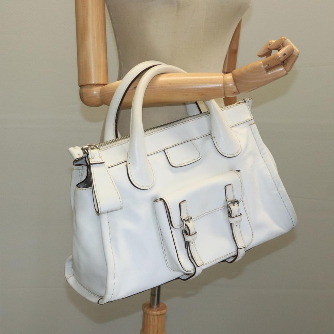 Chloe Hand Bag Leather White bs21671