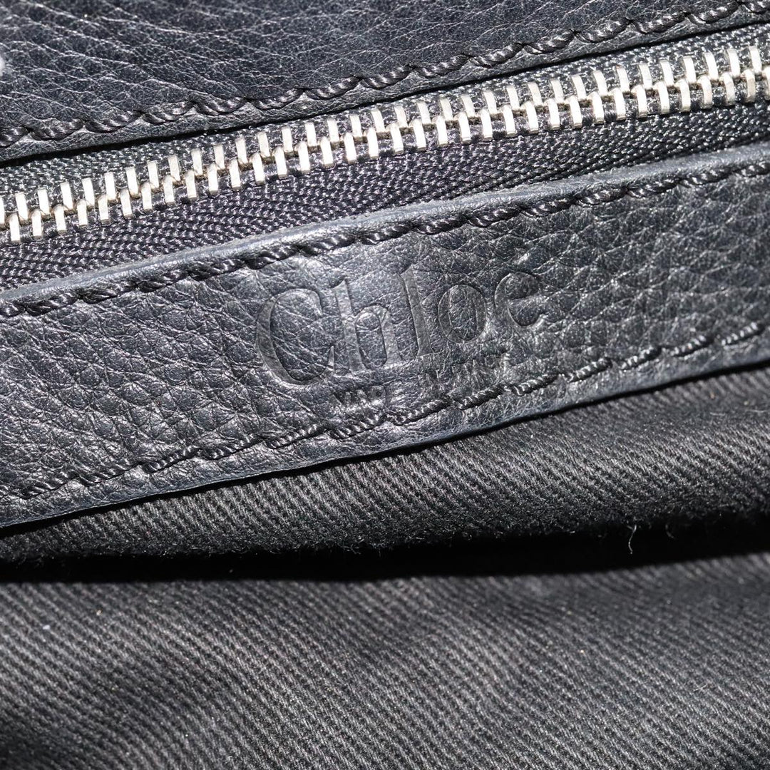 Chloe Paddington Mini Hand Bag Leather Black Silver bs21787